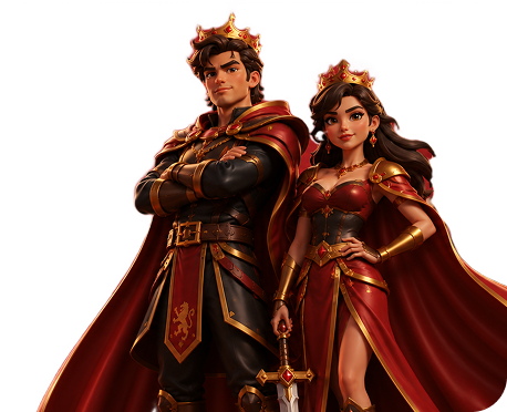 Royal couple welcoming guests to the hub