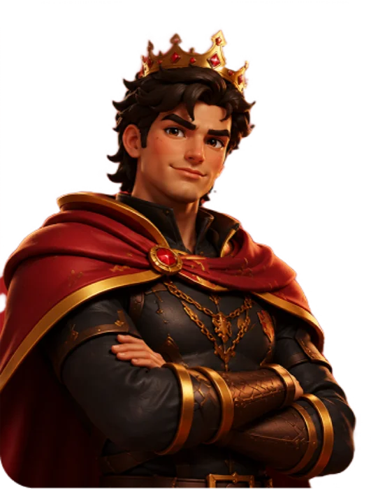 Royal king character welcoming new community members